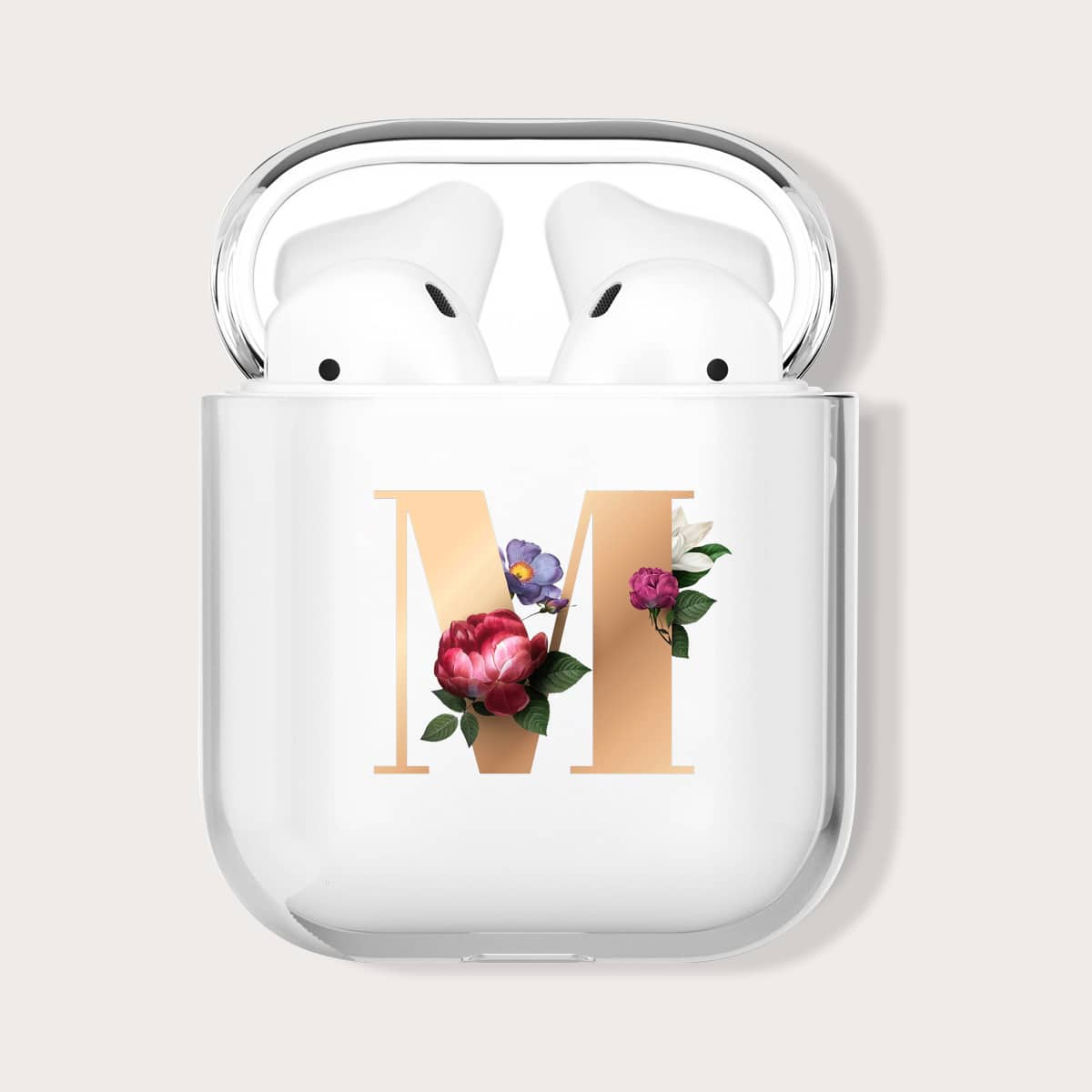 

Letter & Floral Earphone Case For AirPods, Multicolor