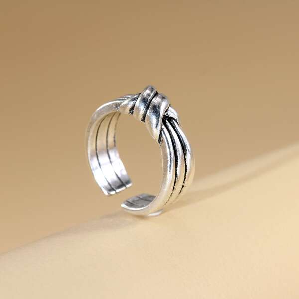 

Knot Design Cuff Ring, Antique silver
