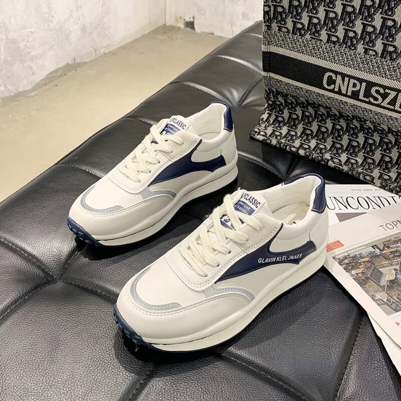

Colorblock Lace-up Front Sneakers, Beige