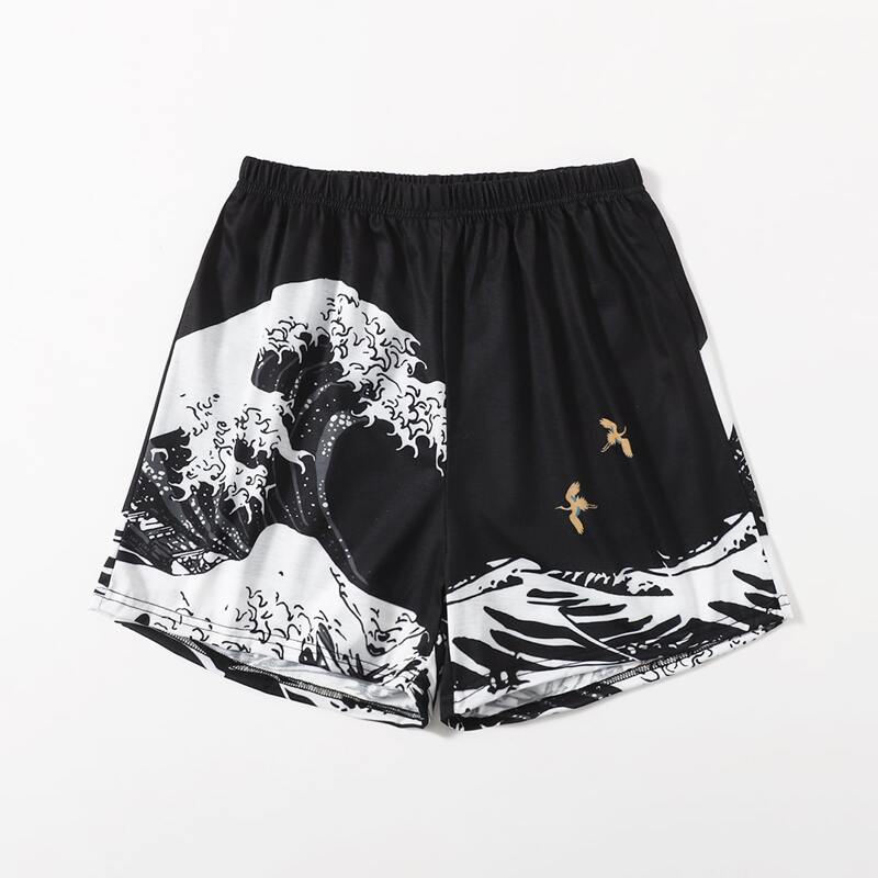 

Wave Graphic Shorts, Black