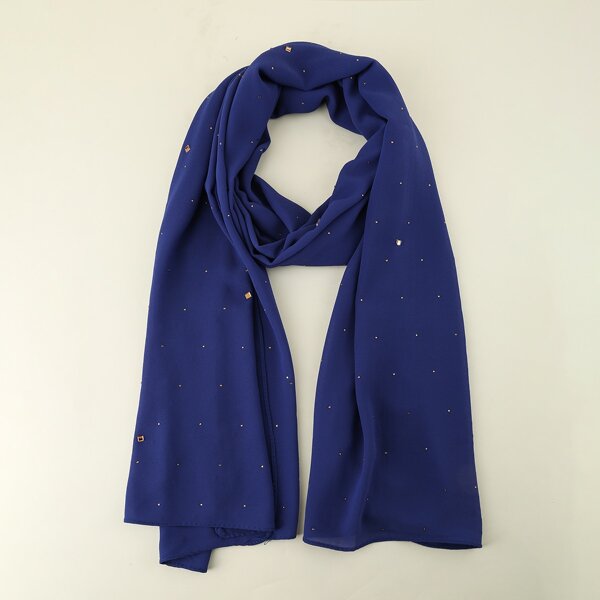 

Rhinestone Decor Chiffon Scarf, Royal blue