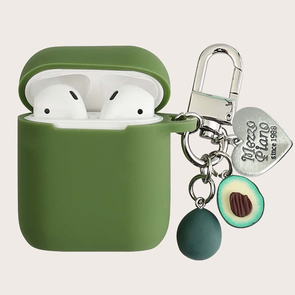 

Engraved Heart Pendant Solid Airpods Case, Green