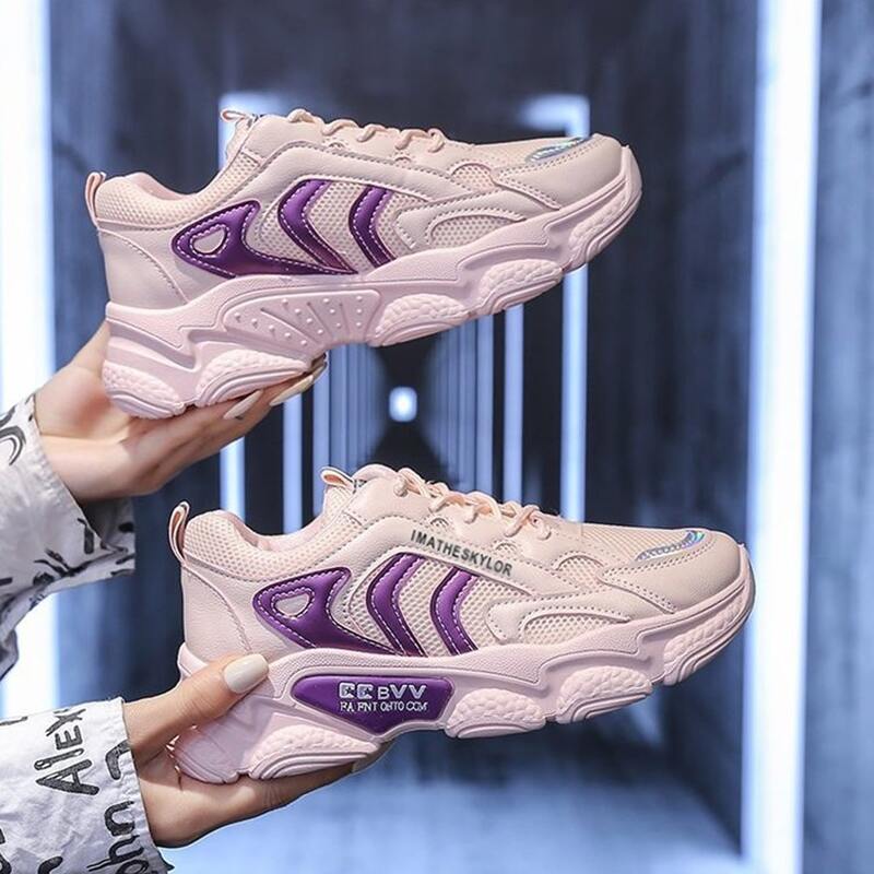 

Lace-up Mesh Chunky Sneakers, Baby pink