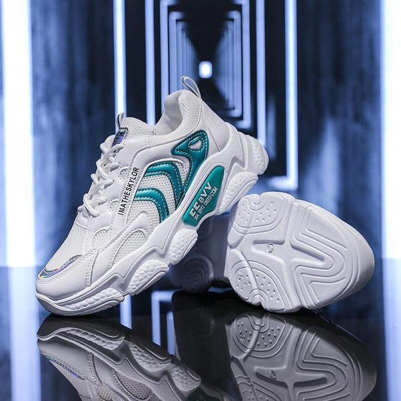 Lace-up Mesh Chunky Sneakers, White