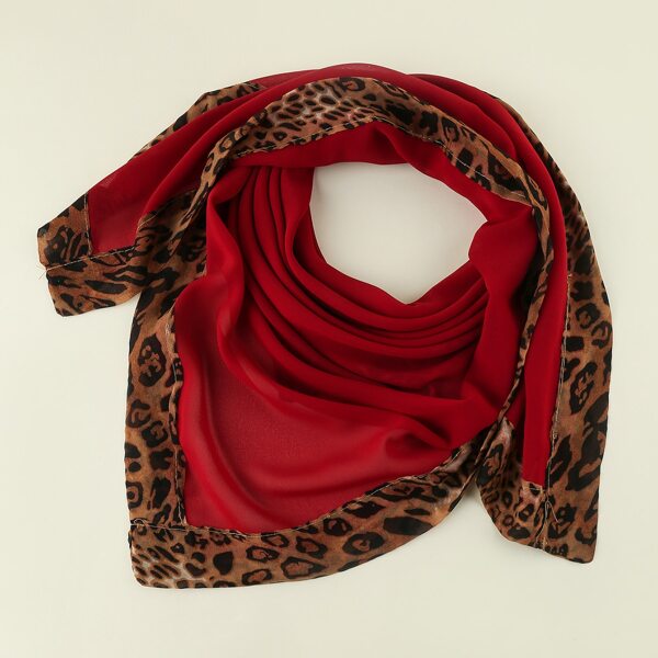 

Leopard Pattern Chiffon Bandana, Burgundy