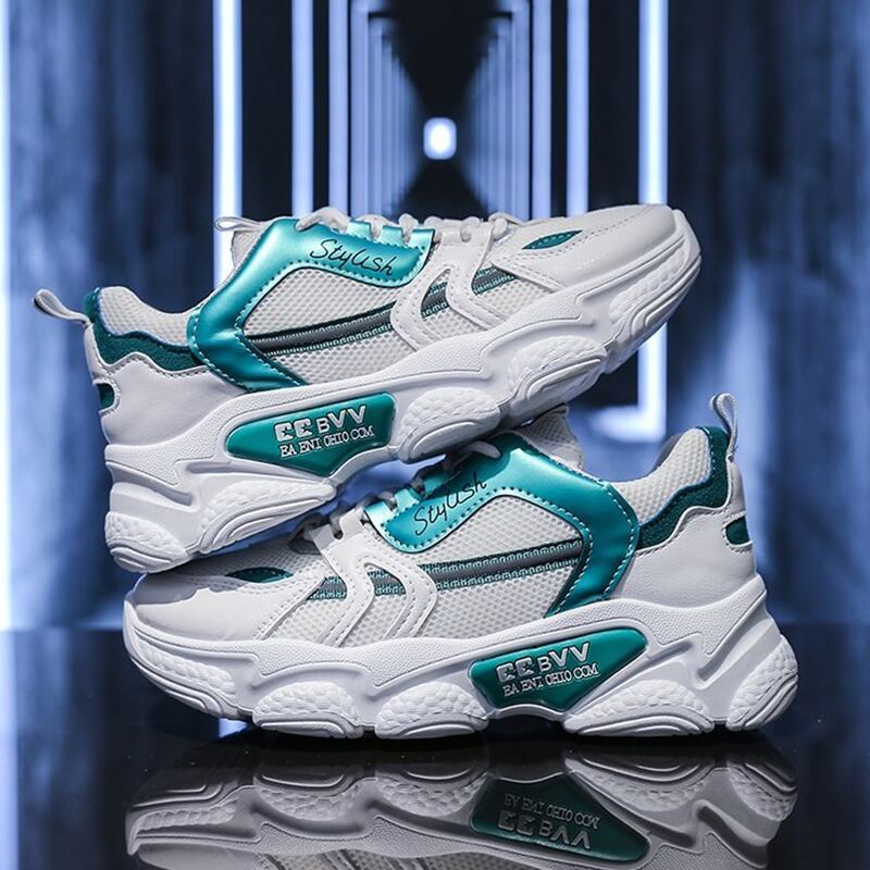 

Lace-up Mesh Chunky Sneakers, White
