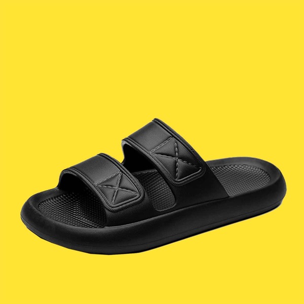 

Men Double Band Slides, Black