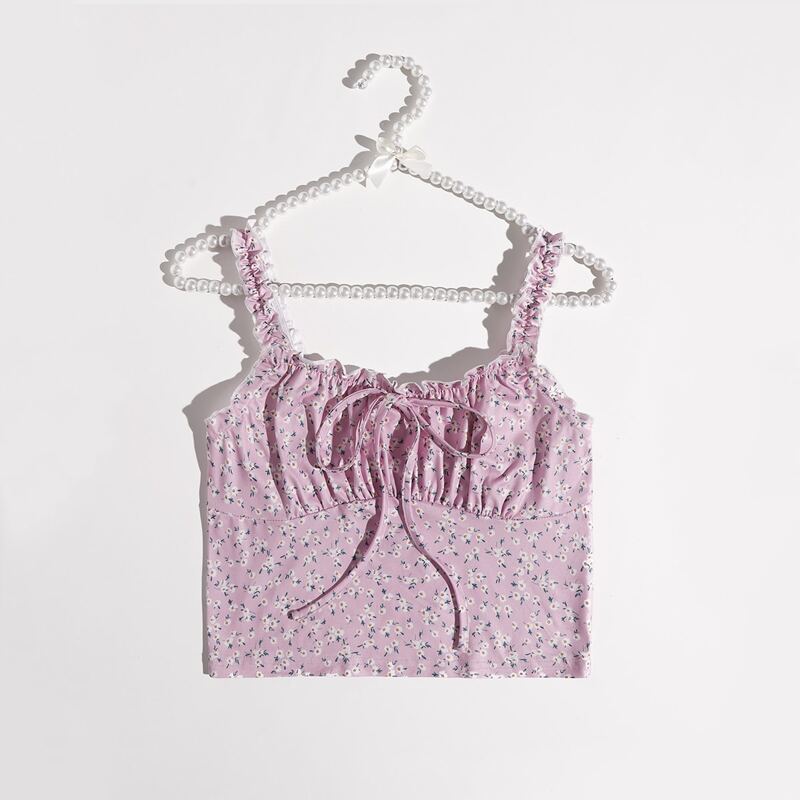 

Ditsy Floral Frill Crop Top, Multicolor