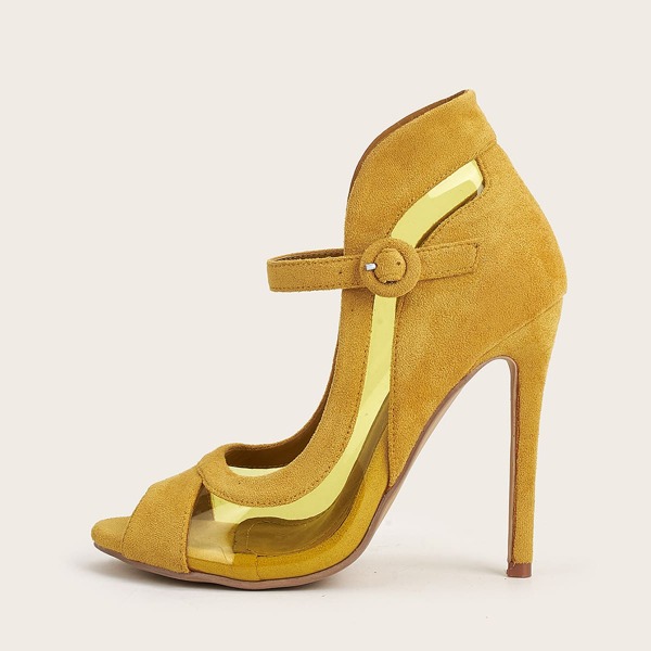

Peep Toe Suede High Heeled Pumps, Yellow