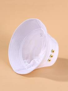 Sombrero cubo de niños con bordado de flor - Blanco - Ver 6