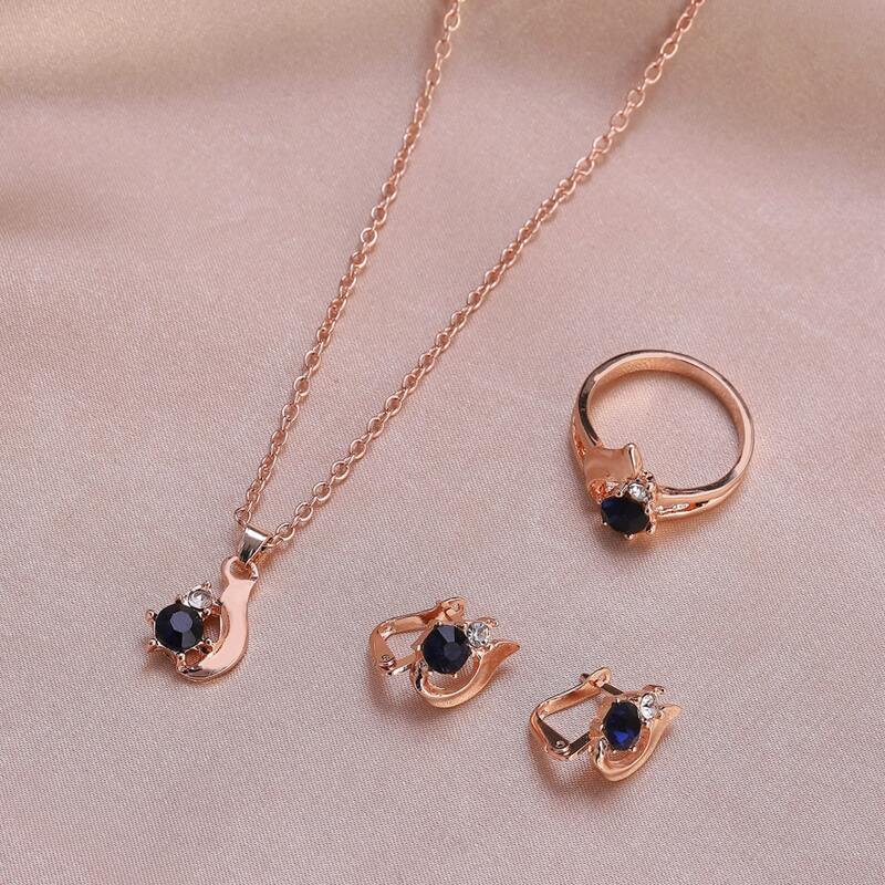 

4pcs Rhinestone Jewelry Set, Champagne