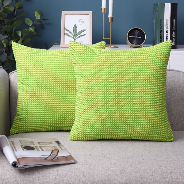 

1pc Plain Cushion Cover Without Filler, Green