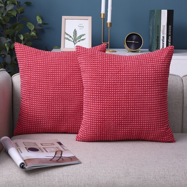 

1pc Plain Cushion Cover Without Filler, Red
