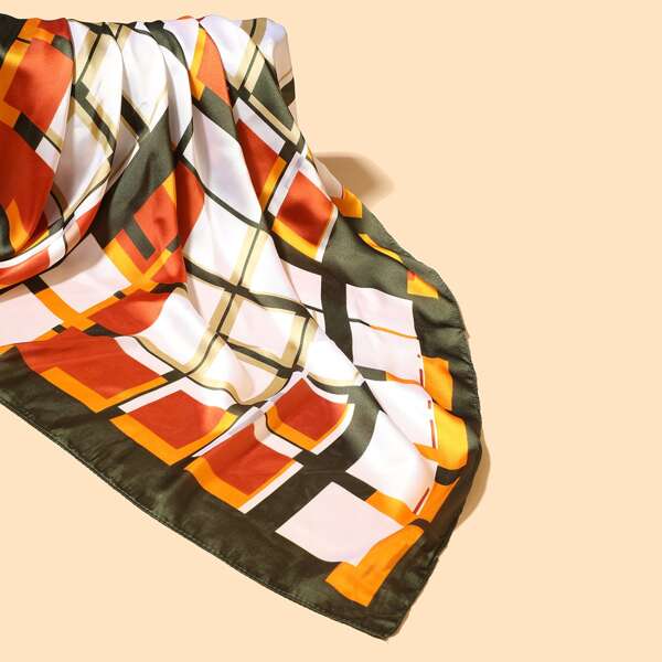 

Color Block Plaid Pattern Bandana, Multicolor