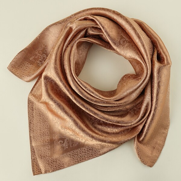 

Flower Silk Jacquard Pattern Scarf, Camel