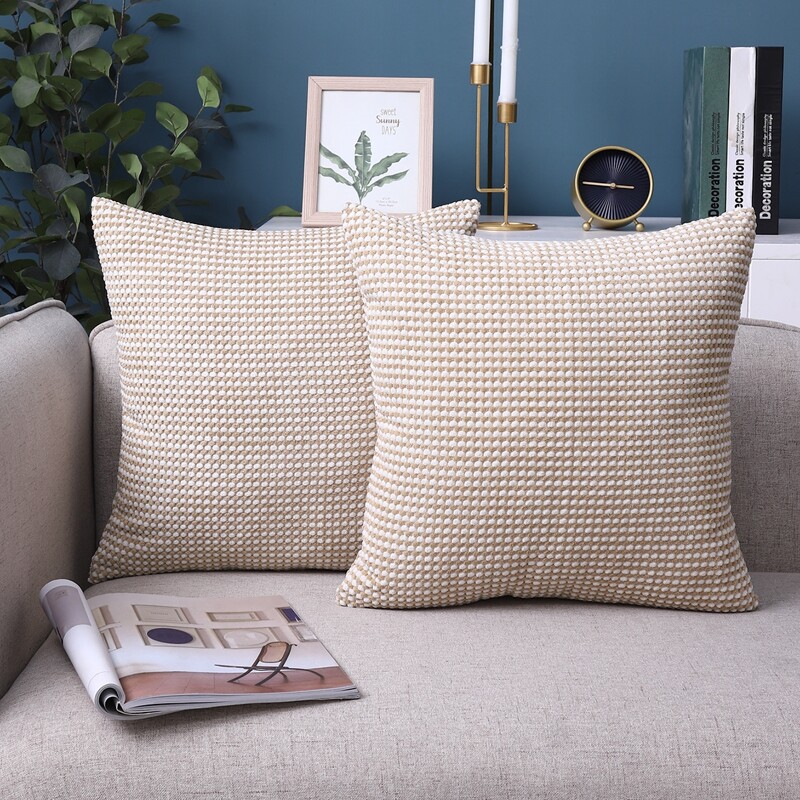 

1pc Double Side Cushion Cover Without Filler, Beige