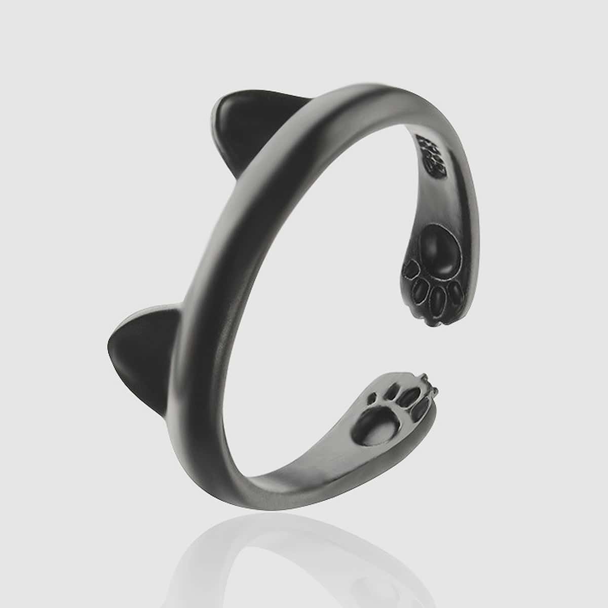 

Cat Ear Cuff Ring, Black