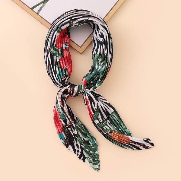 

Floral Pattern Pleated Bandana, Multicolor