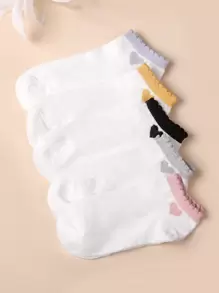 5pairs Heart Pattern Ankle Socks - Multicolor - View 1