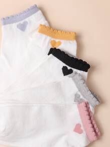 5pairs Heart Pattern Ankle Socks - Multicolor - View 2