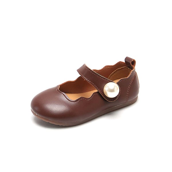 

Toddler Girls Faux Pearl Decor Flats, Rust brown