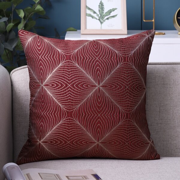

Geometric Pattern Cushion Cover Without Filler, Burgundy