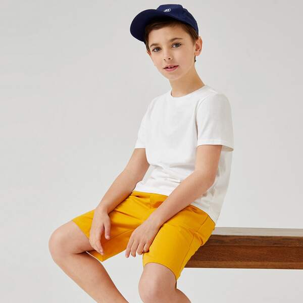 

Однотонные шорты с карманом для мальчиков, Жёлтые