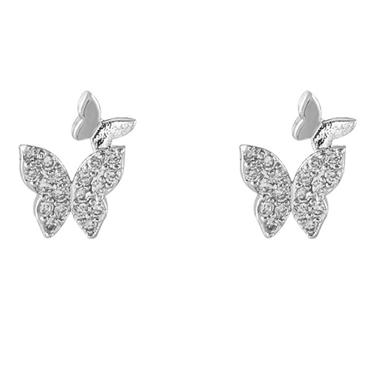 

1pair Butterfly Stud Earrings, Silver