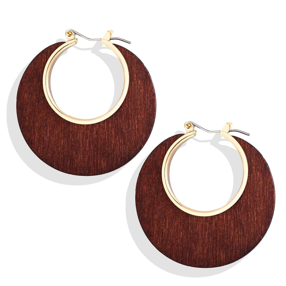 

1pair Hoop Earrings, Brown