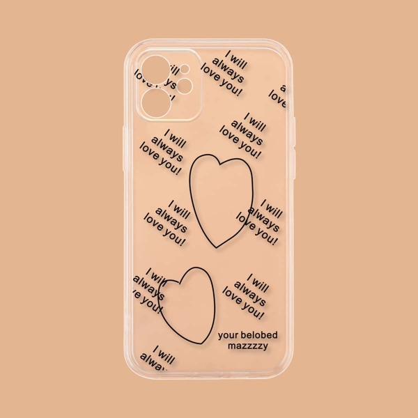 

Heart Print Clear Phone Case