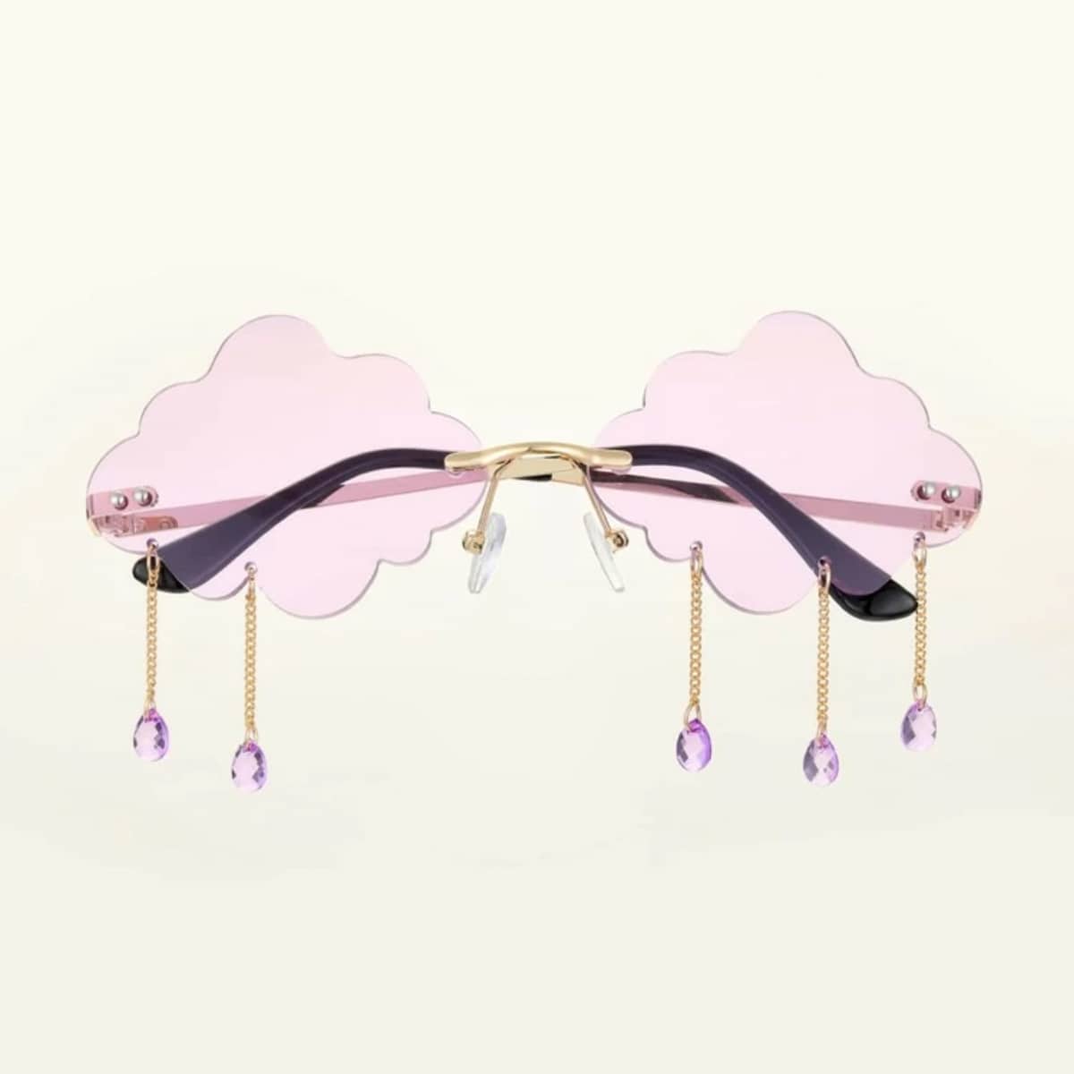 

Rhinestone Tassel Cloud Frame Sunglasses, Purple