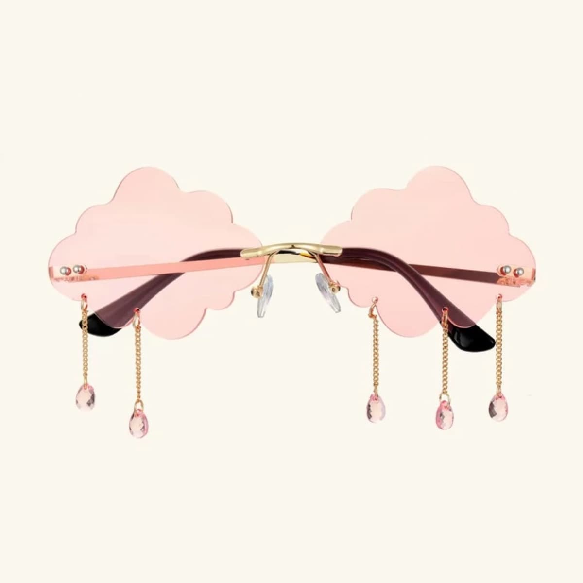 

Rhinestone Tassel Cloud Frame Sunglasses, Baby pink