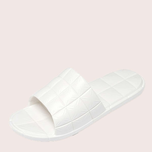 

Men Geometric Design Slippers, White