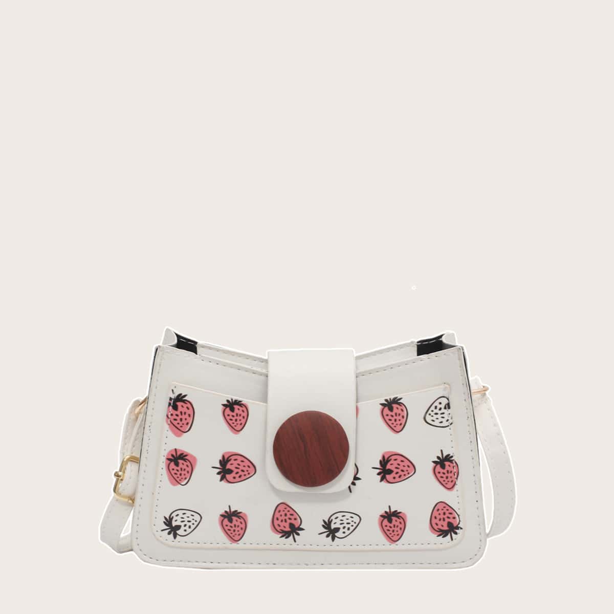 

Strawberry Crossbody Bag, White