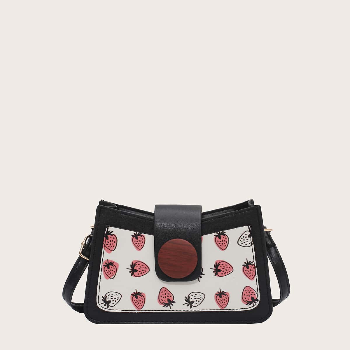 

Strawberry Crossbody Bag, Black