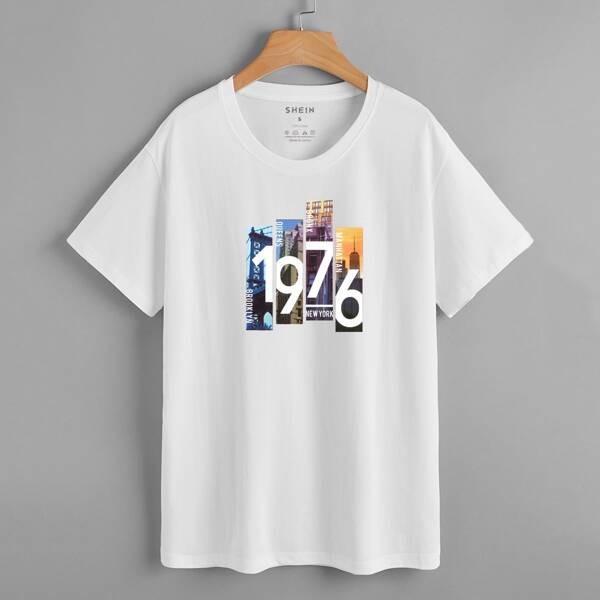 

Letter And Building Print Tee, White