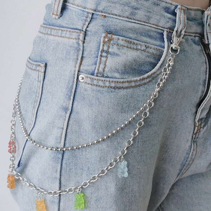 

Bear Decor Layered Pants Chain, Multicolor