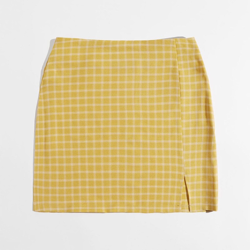 

Plaid Split Skirt, Multicolor
