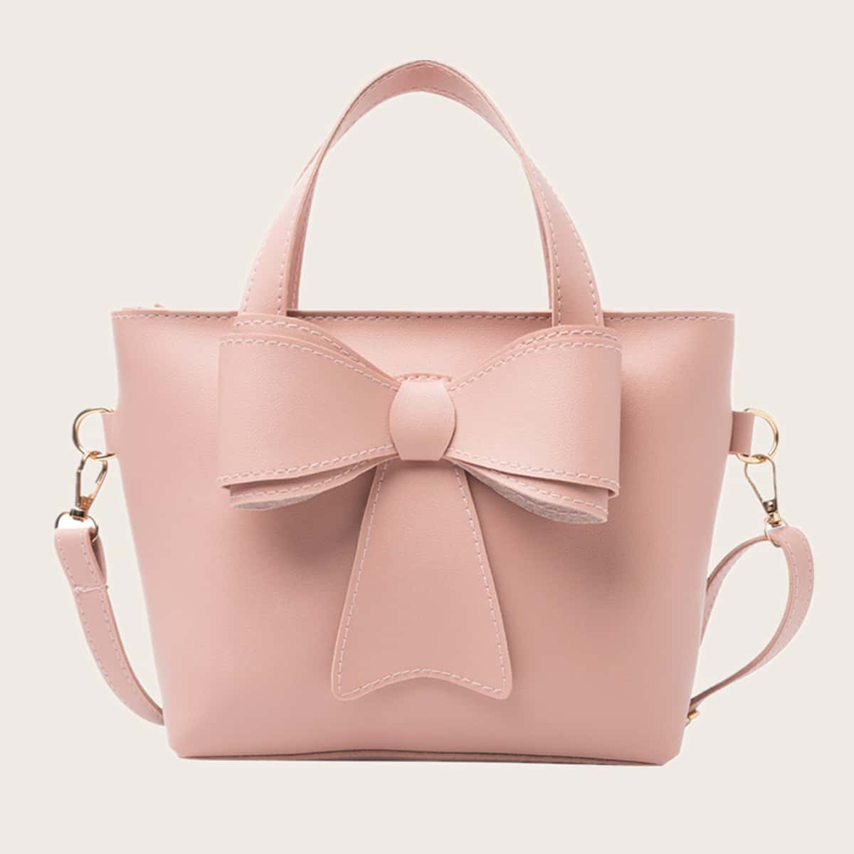 

Solid Bow Satchel Bag, Pink