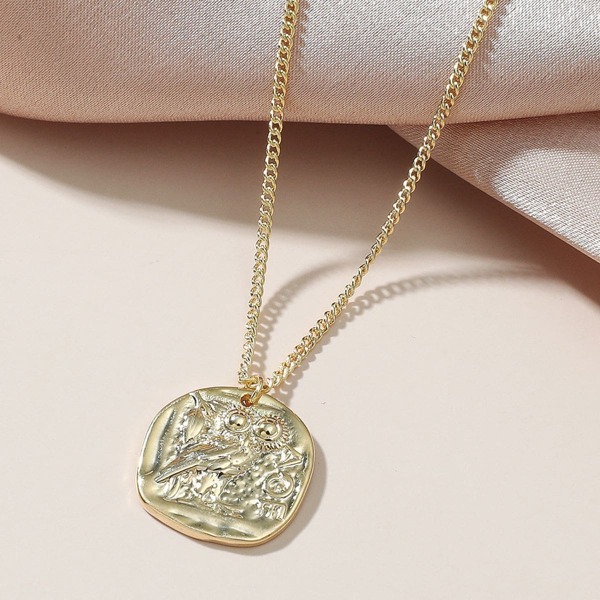 

Animal Engraved Square Charm Necklace, Gold