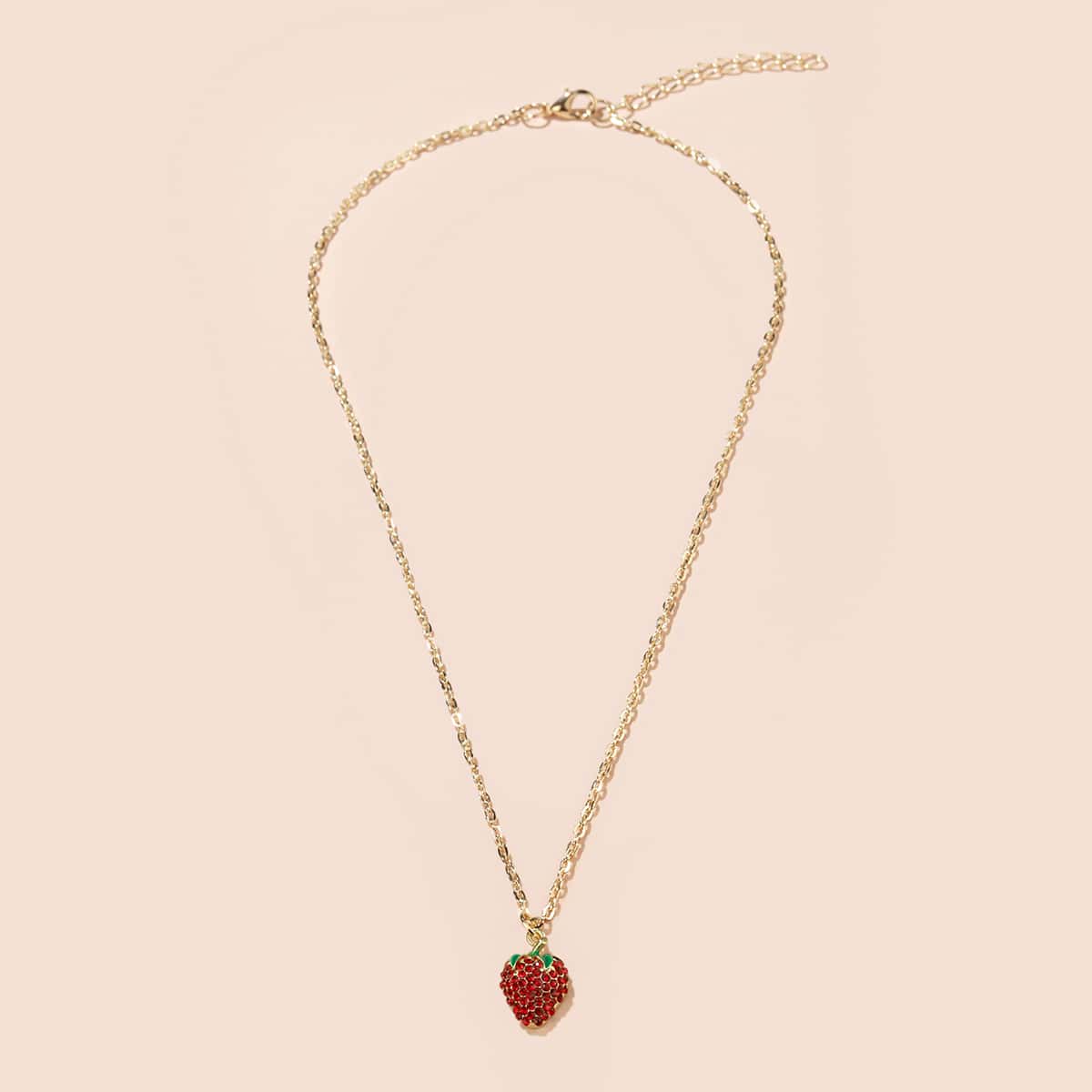 

Strawberry Pendant Necklace, Red