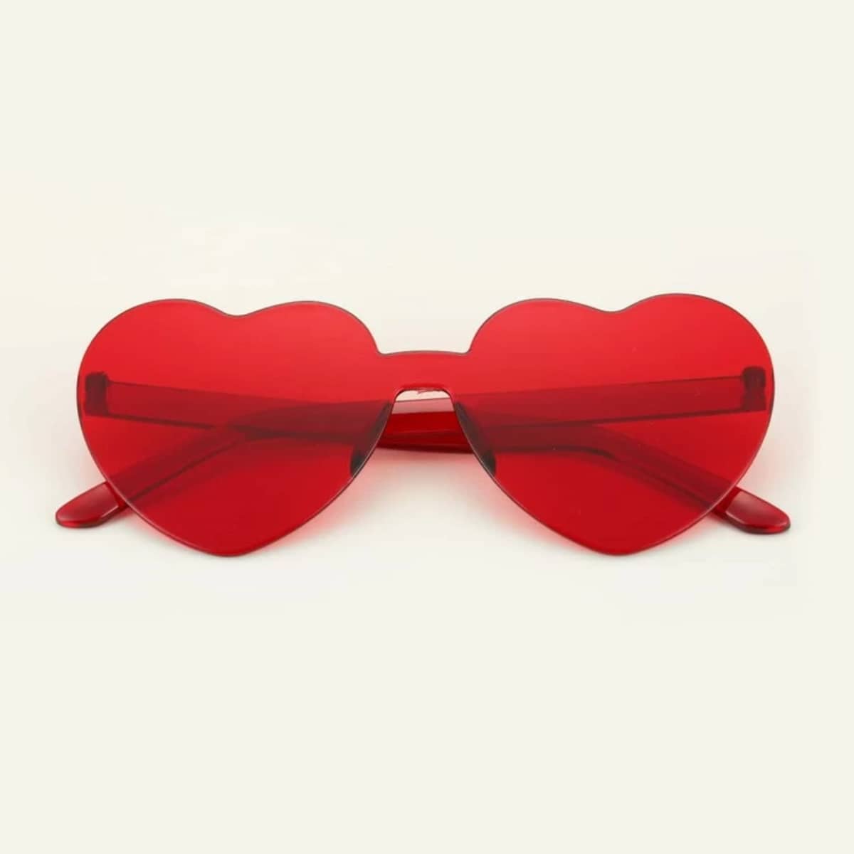 

Rimless Heart Frame Sunglasses, Red