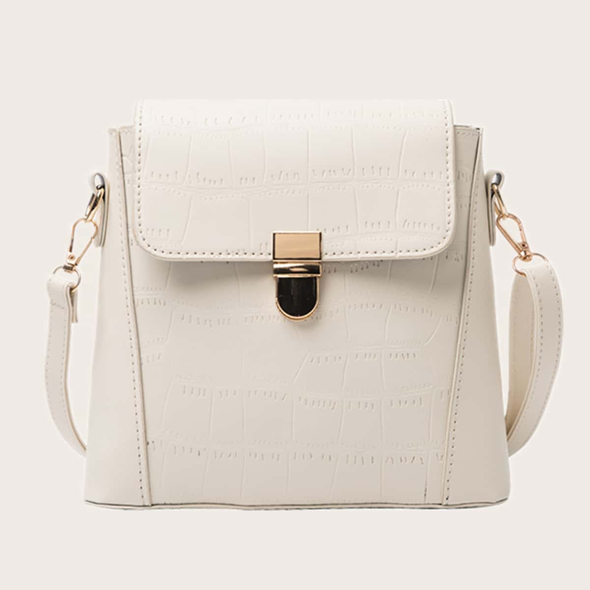 

Croc Embossed Crossbody Bag, White