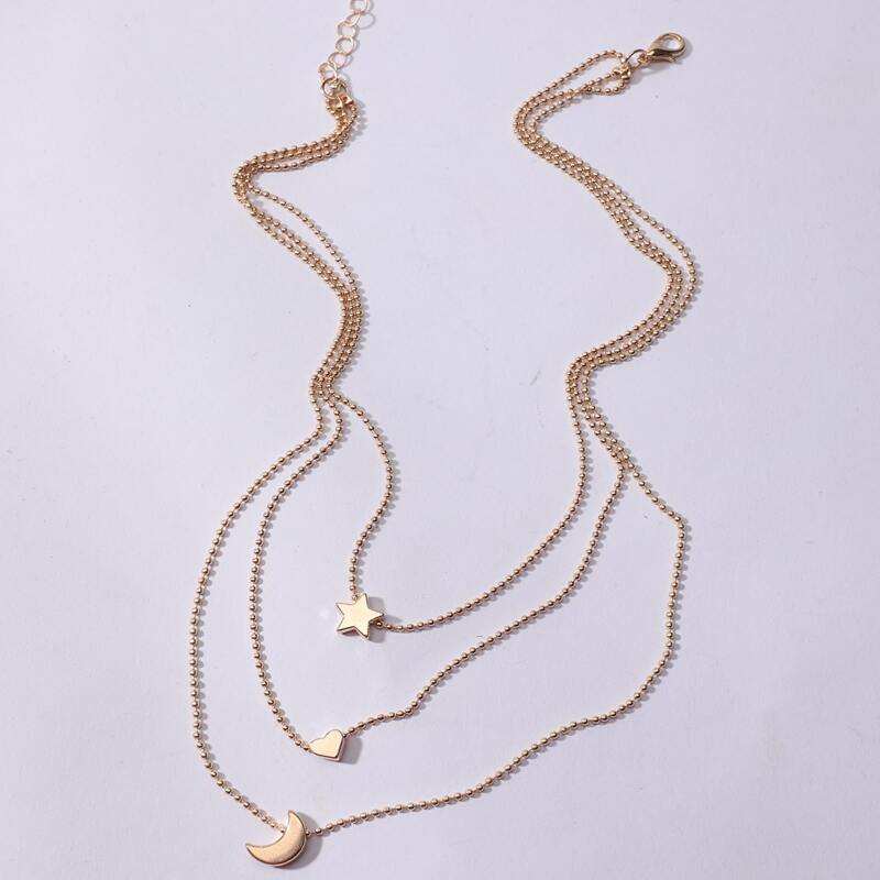 

Star & Moon Decor Layered Necklace, Gold