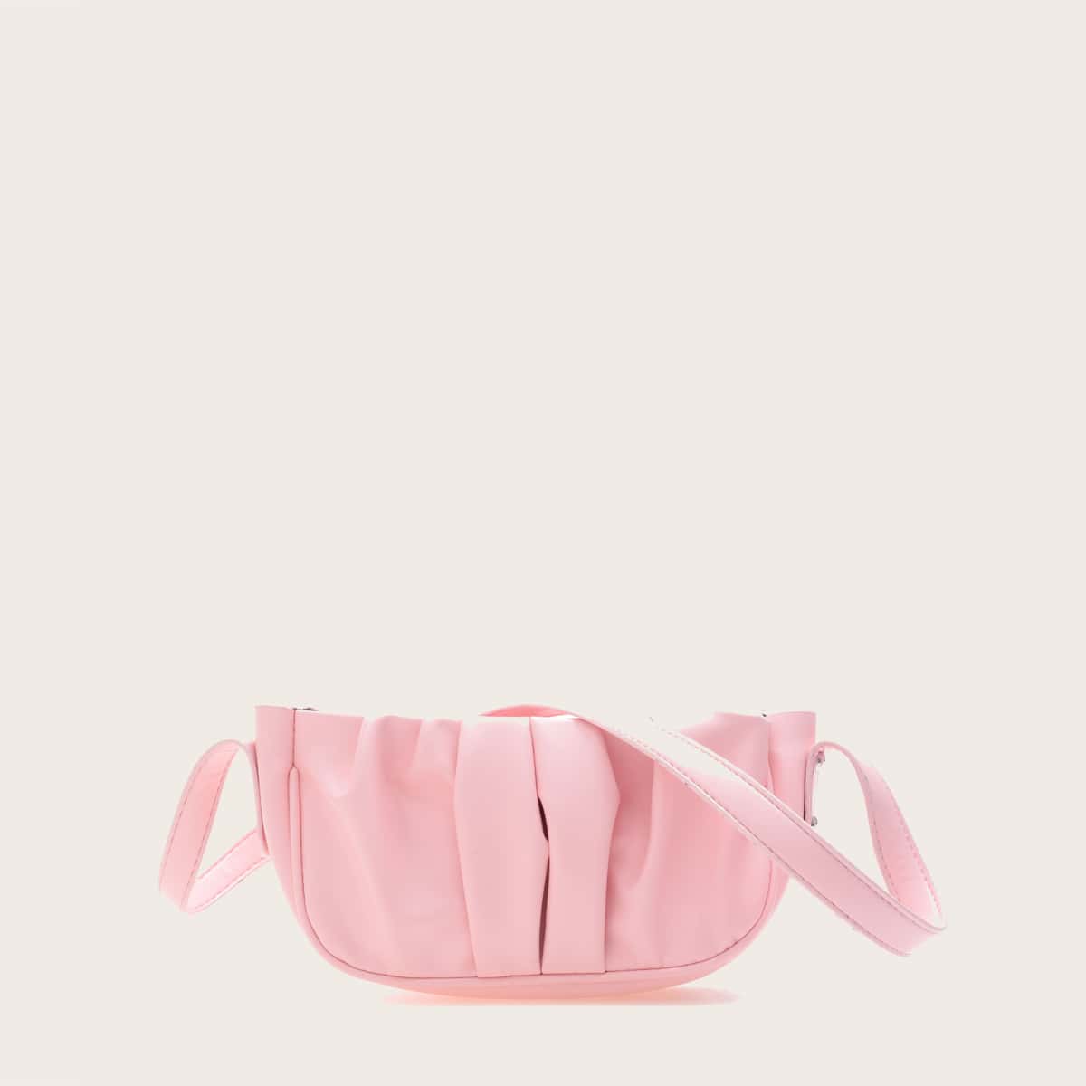 

Solid Ruched Shoulder Bag, Pink