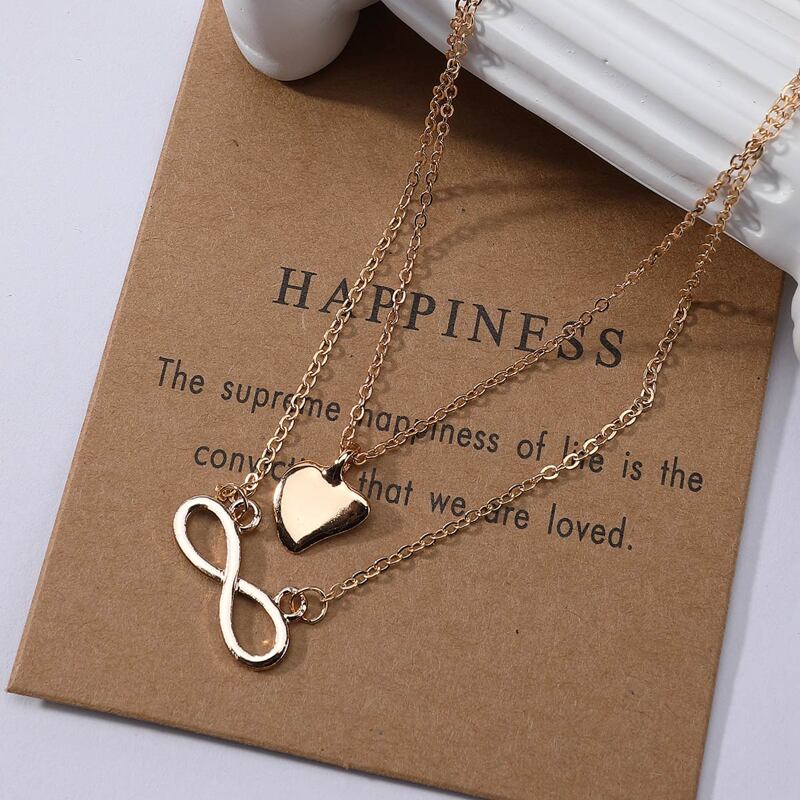 

Heart & Figure 8 Decor Necklace, Gold