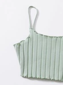 SHEIN EZwear 生菜邊吊帶上衣和機車短褲套裝 - 薄荷綠 - 查看 3