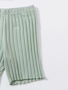 SHEIN EZwear 生菜邊吊帶上衣和機車短褲套裝 - 薄荷綠 - 查看 4