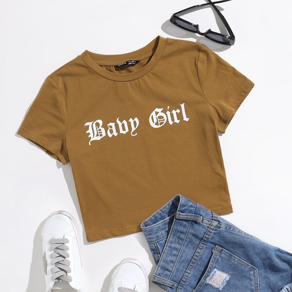 

Letter Graphic Tee, Brown