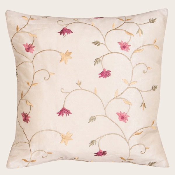 

Flower Embroidery Cushion Cover Without Filler, Multicolor